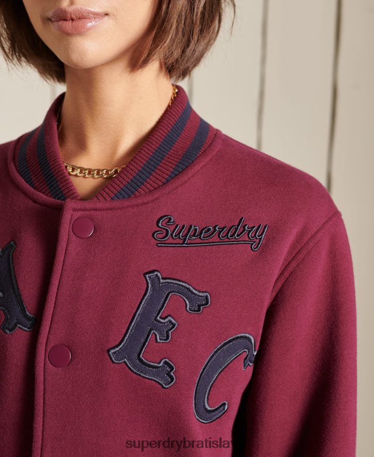 Superdry ženy oversized vysokoškolský džersejový bomber 6B4ZTR5922 oblečenie Fialová