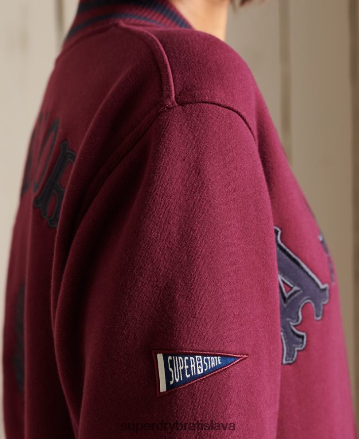 Superdry ženy oversized vysokoškolský džersejový bomber 6B4ZTR5922 oblečenie Fialová