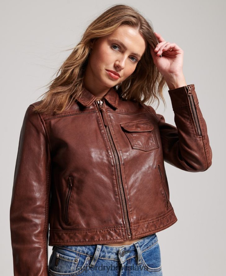 Superdry ženy púštna motorkárska bunda 6B4ZTR3518 oblečenie hnedá