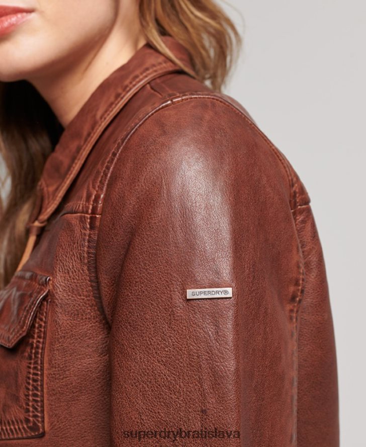 Superdry ženy púštna motorkárska bunda 6B4ZTR3518 oblečenie hnedá