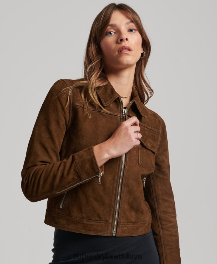 Superdry ženy púštna semišová bunda 6B4ZTR3541 oblečenie hnedá