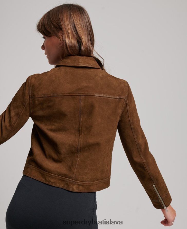 Superdry ženy púštna semišová bunda 6B4ZTR3541 oblečenie hnedá