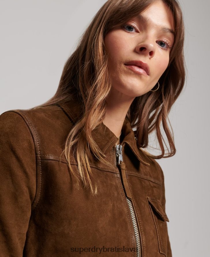 Superdry ženy púštna semišová bunda 6B4ZTR3541 oblečenie hnedá