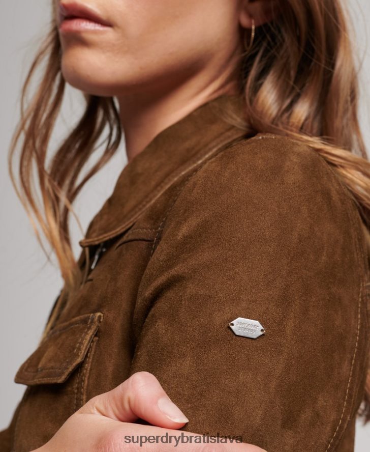 Superdry ženy púštna semišová bunda 6B4ZTR3541 oblečenie hnedá