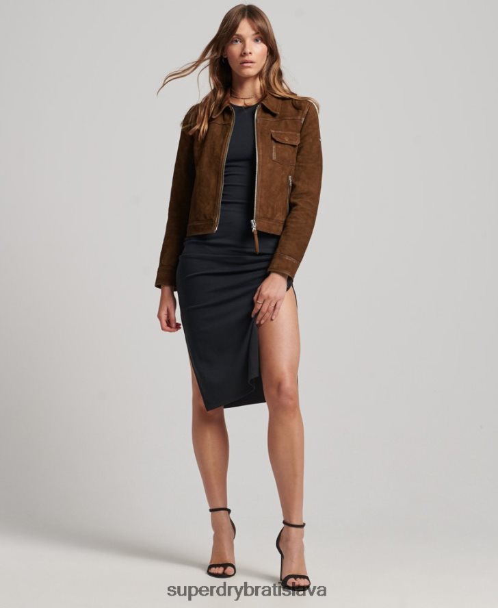 Superdry ženy púštna semišová bunda 6B4ZTR3541 oblečenie hnedá
