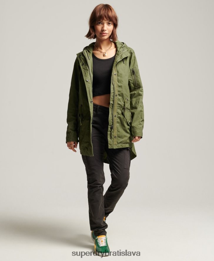 Superdry ženy poľná parka 6B4ZTR5433 oblečenie kaki