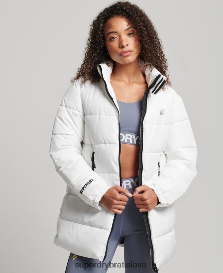 Superdry ženy športová bunda longline 6B4ZTR5414 oblečenie biely