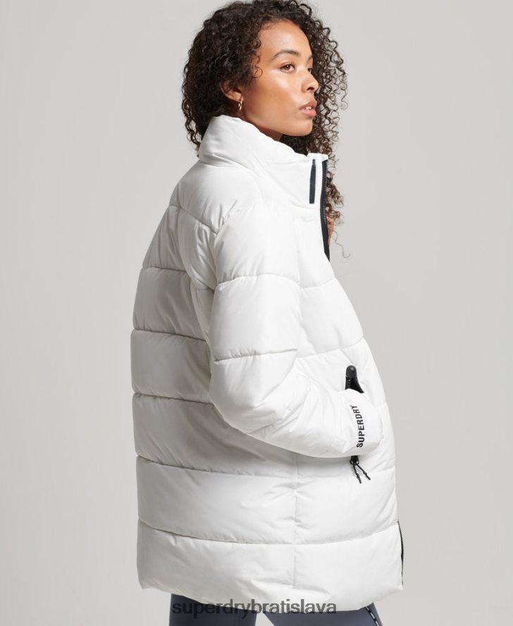 Superdry ženy športová bunda longline 6B4ZTR5414 oblečenie biely