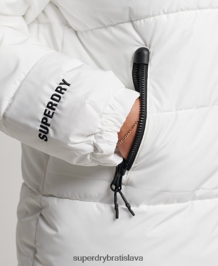 Superdry ženy športová bunda longline 6B4ZTR5414 oblečenie biely