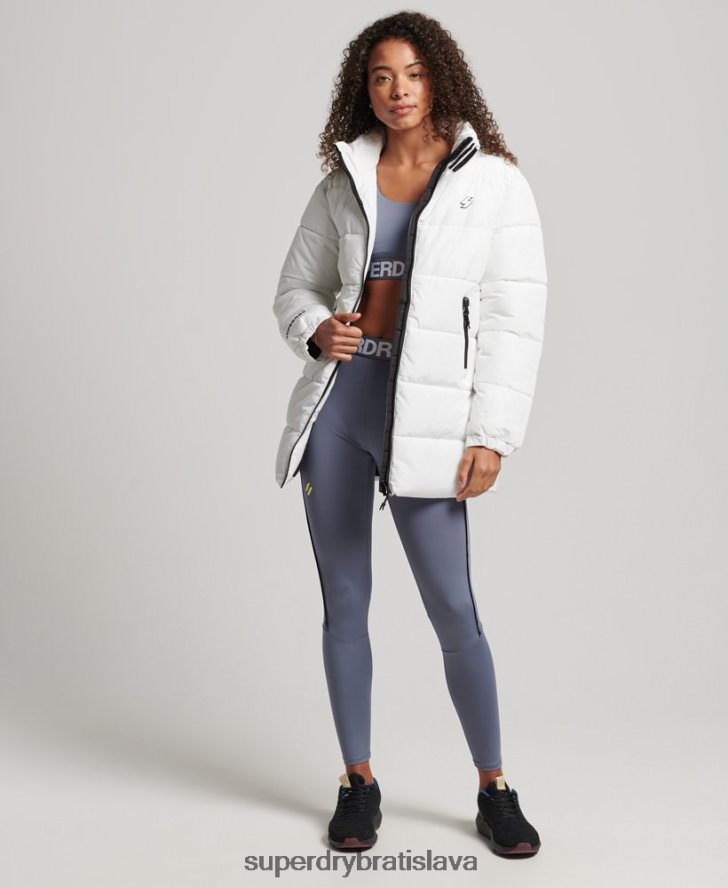 Superdry ženy športová bunda longline 6B4ZTR5414 oblečenie biely