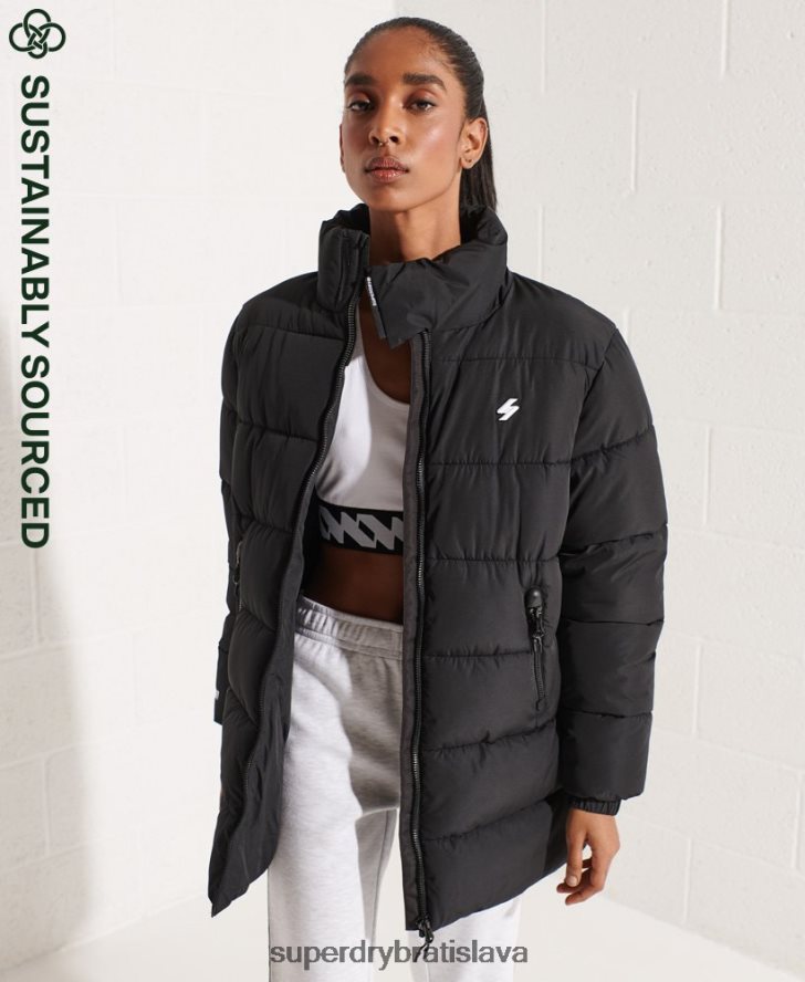 Superdry ženy športová bunda longline 6B4ZTR5527 oblečenie čierna