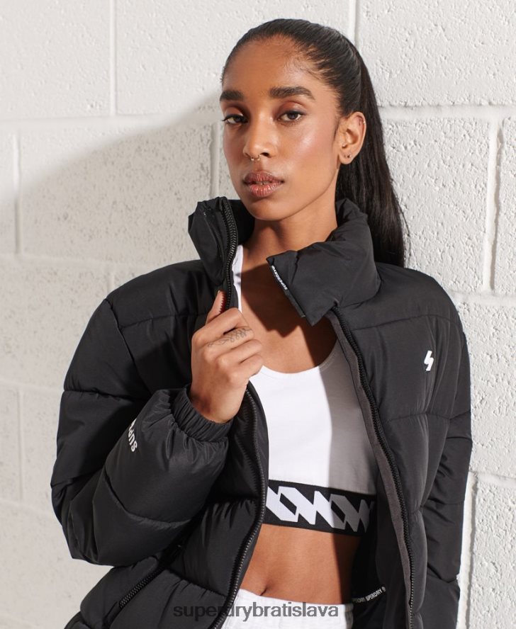 Superdry ženy športová bunda longline 6B4ZTR5527 oblečenie čierna