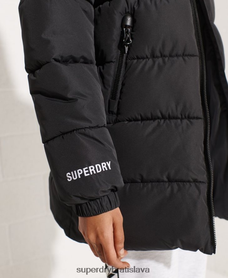 Superdry ženy športová bunda longline 6B4ZTR5527 oblečenie čierna