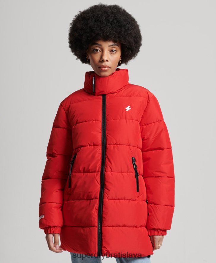 Superdry ženy športová bunda longline 6B4ZTR5640 oblečenie červená