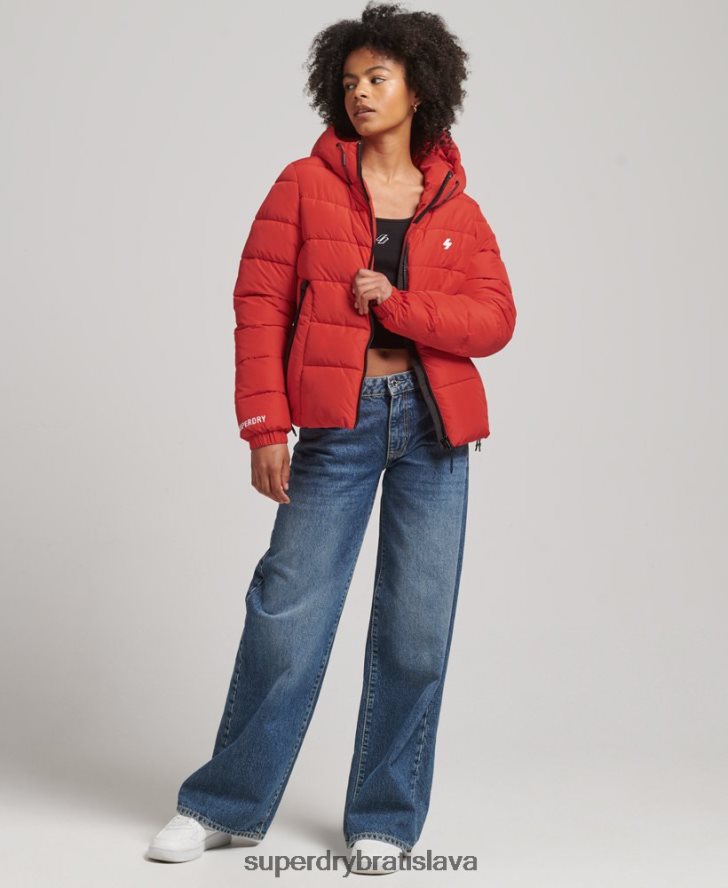 Superdry ženy športová bunda s kapucňou 6B4ZTR3612 oblečenie červená