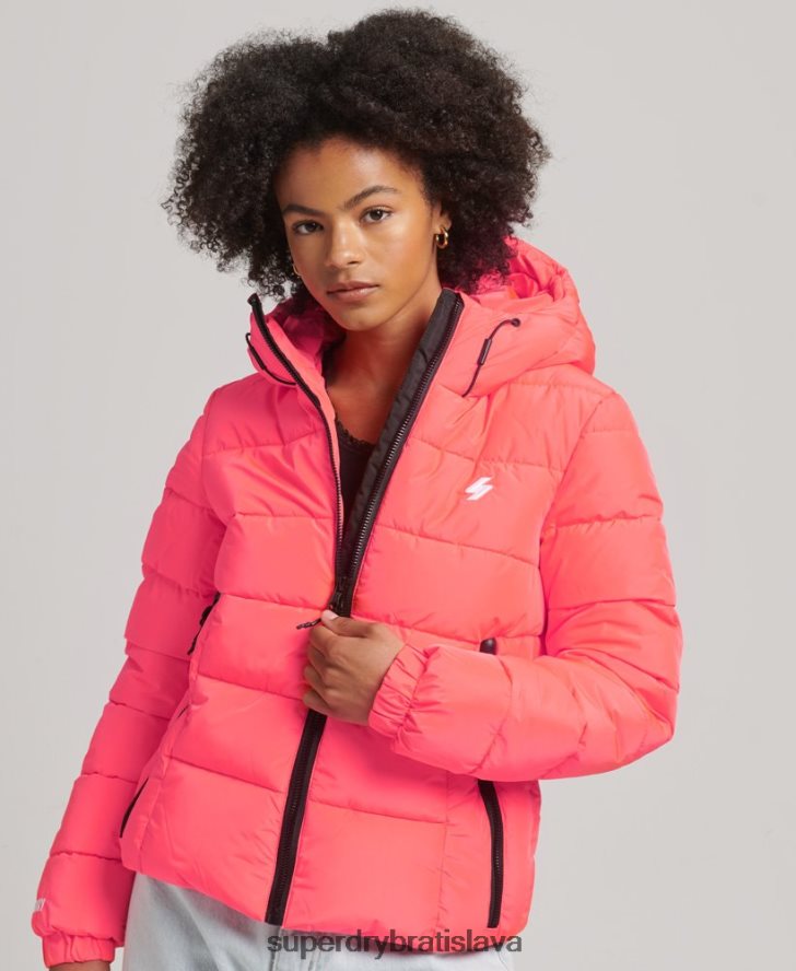 Superdry ženy športová bunda s kapucňou 6B4ZTR3698 oblečenie koralový