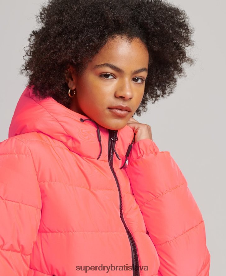 Superdry ženy športová bunda s kapucňou 6B4ZTR3698 oblečenie koralový