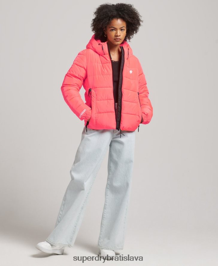 Superdry ženy športová bunda s kapucňou 6B4ZTR3698 oblečenie koralový