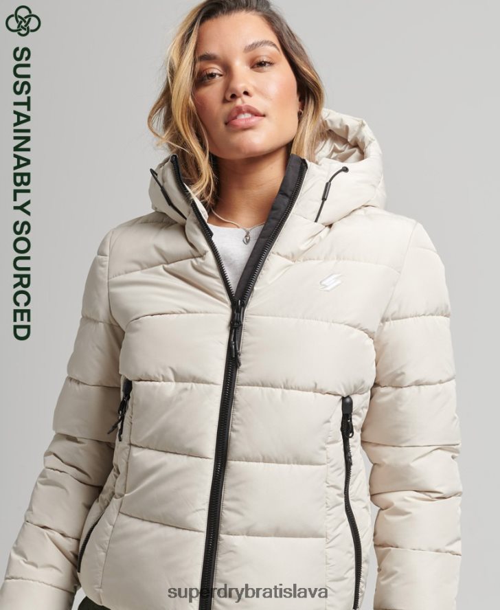 Superdry ženy športová bunda s kapucňou 6B4ZTR3725 oblečenie béžová