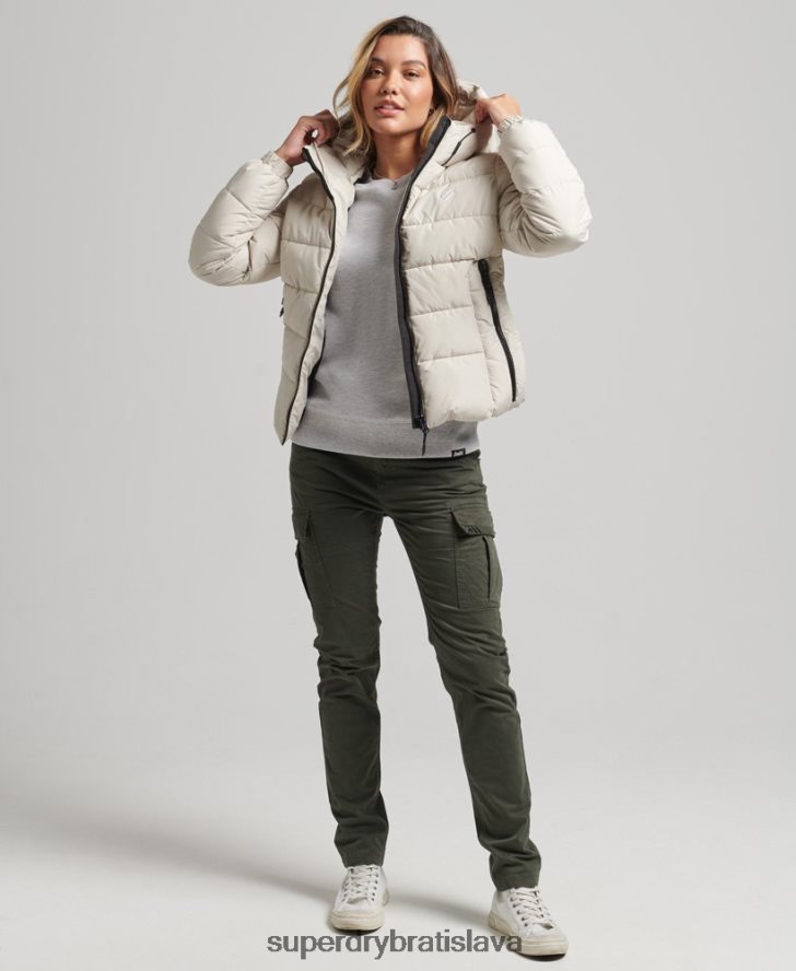 Superdry ženy športová bunda s kapucňou 6B4ZTR3725 oblečenie béžová