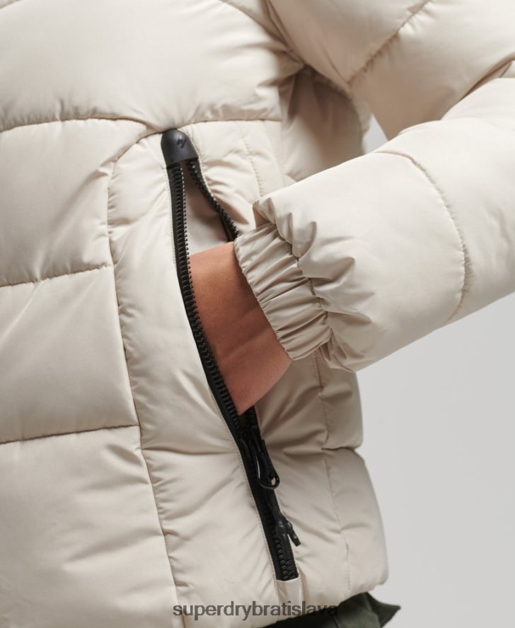 Superdry ženy športová bunda s kapucňou 6B4ZTR3725 oblečenie béžová