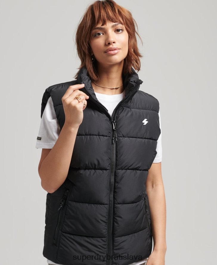 Superdry ženy športová vesta nadmernej veľkosti 6B4ZTR3851 oblečenie čierna