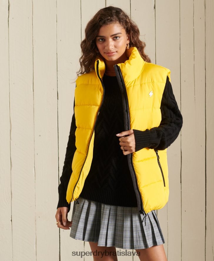Superdry ženy športová vesta nadmernej veľkosti 6B4ZTR5565 oblečenie žltá