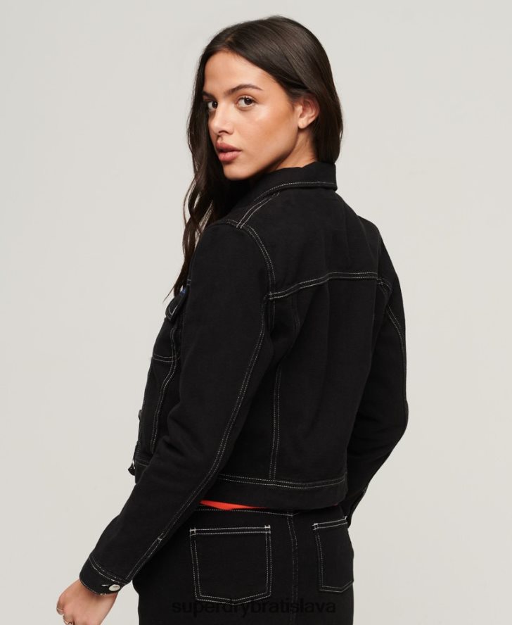 Superdry ženy pracovný odev skrátená bunda 6B4ZTR2126 oblečenie čierna