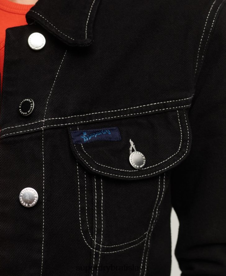 Superdry ženy pracovný odev skrátená bunda 6B4ZTR2126 oblečenie čierna