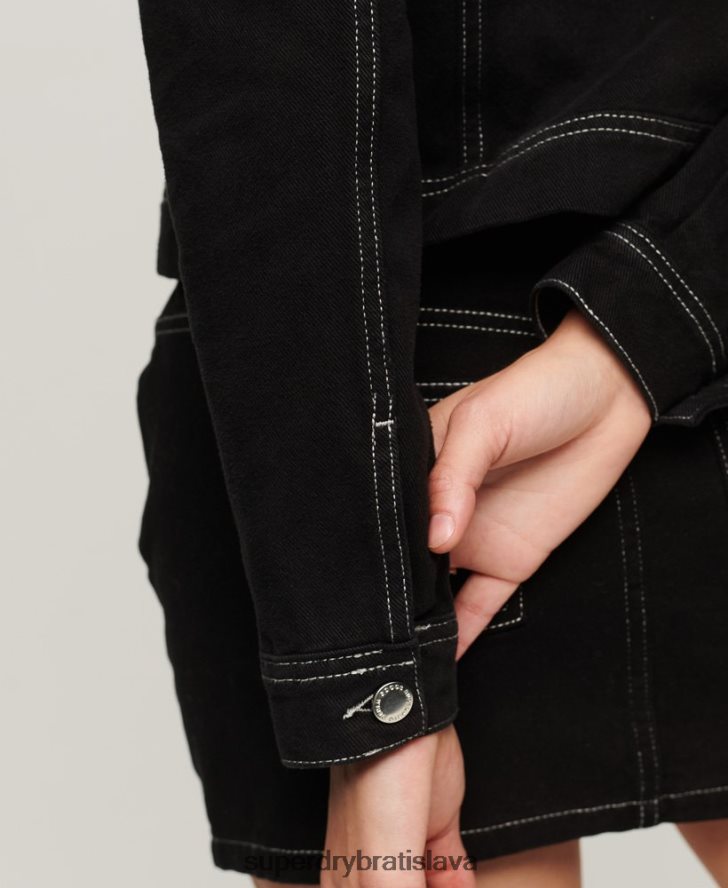 Superdry ženy pracovný odev skrátená bunda 6B4ZTR2126 oblečenie čierna