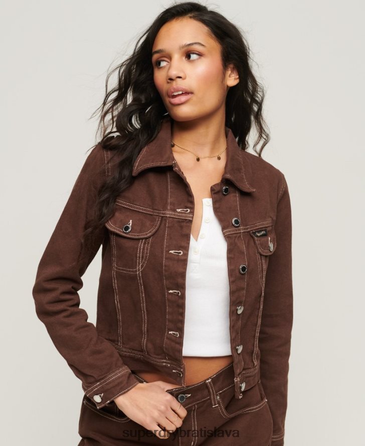 Superdry ženy pracovný odev skrátená bunda 6B4ZTR3532 oblečenie hnedá