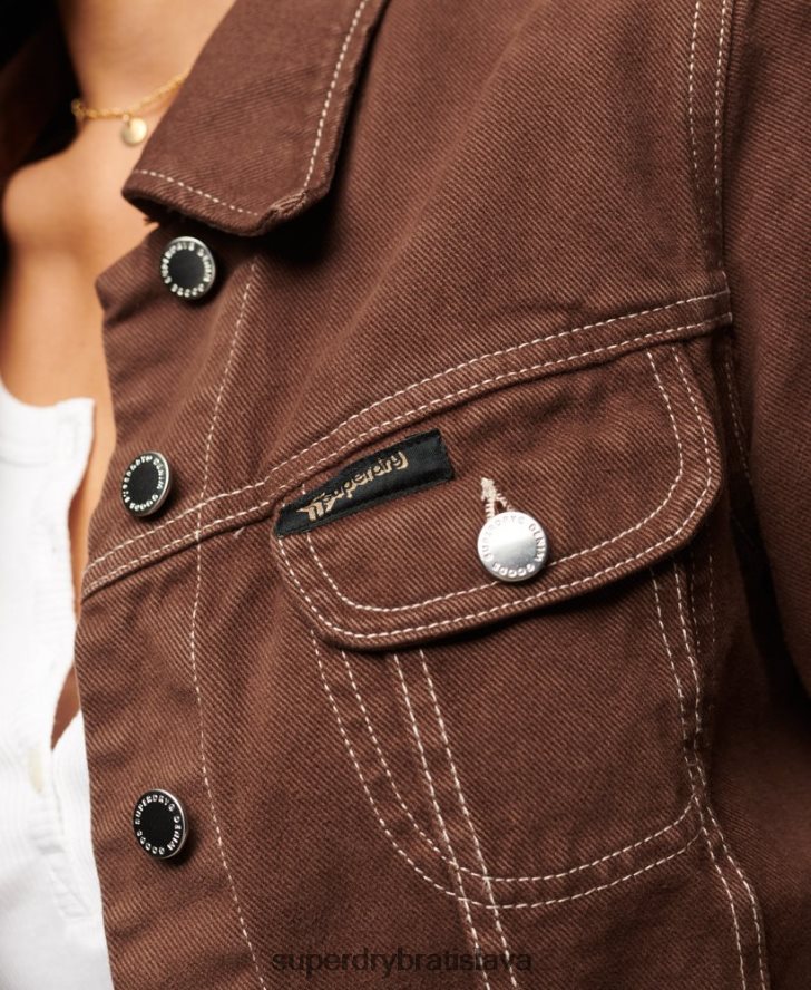 Superdry ženy pracovný odev skrátená bunda 6B4ZTR3532 oblečenie hnedá