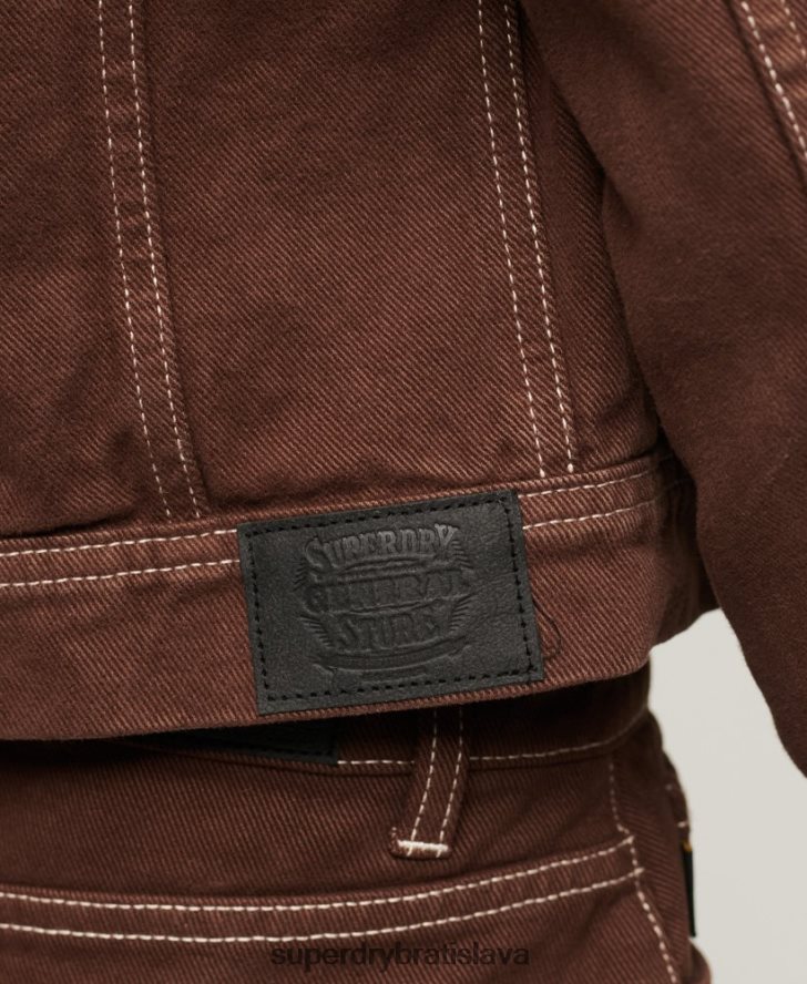 Superdry ženy pracovný odev skrátená bunda 6B4ZTR3532 oblečenie hnedá