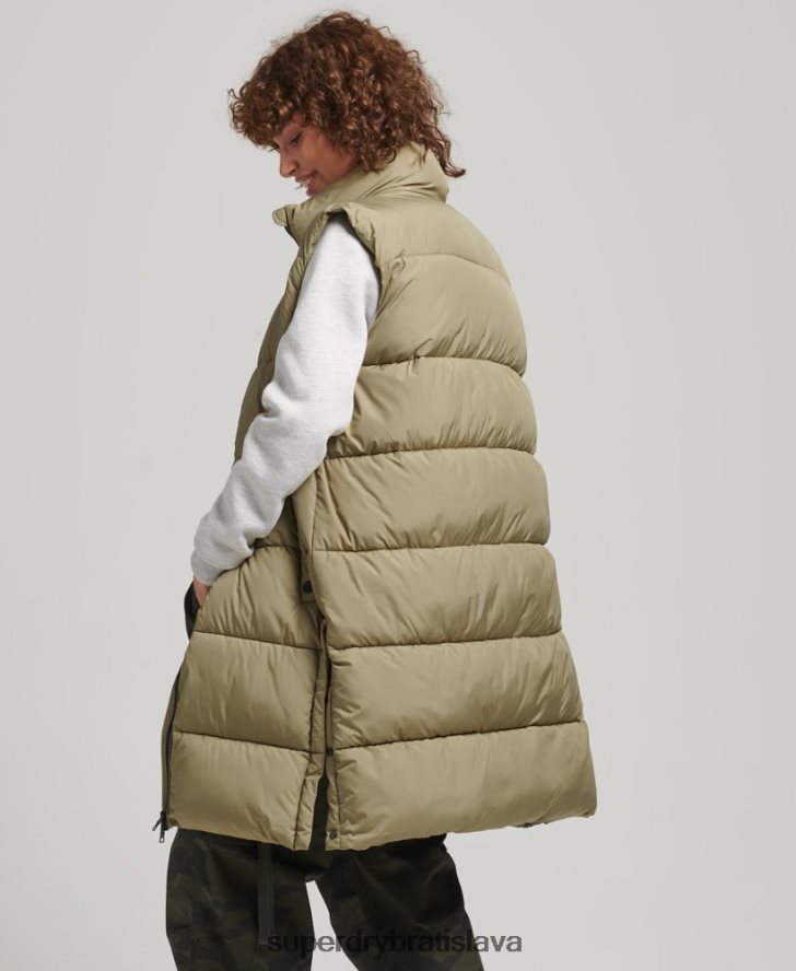 Superdry ženy prešívaná vesta s dlhým vlascom 6B4ZTR3593 oblečenie zelená