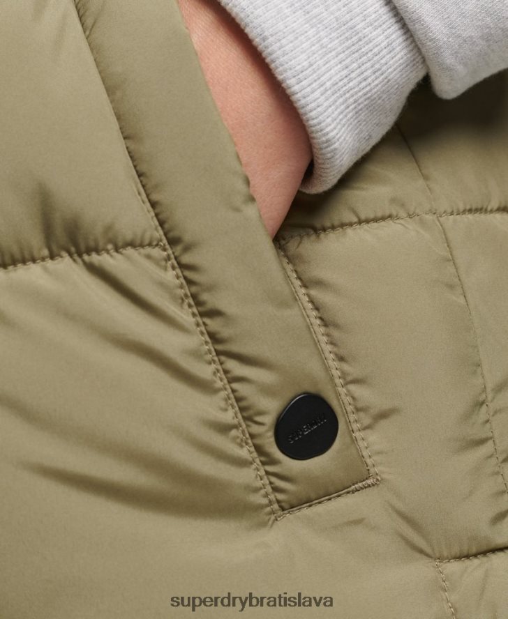 Superdry ženy prešívaná vesta s dlhým vlascom 6B4ZTR3593 oblečenie zelená