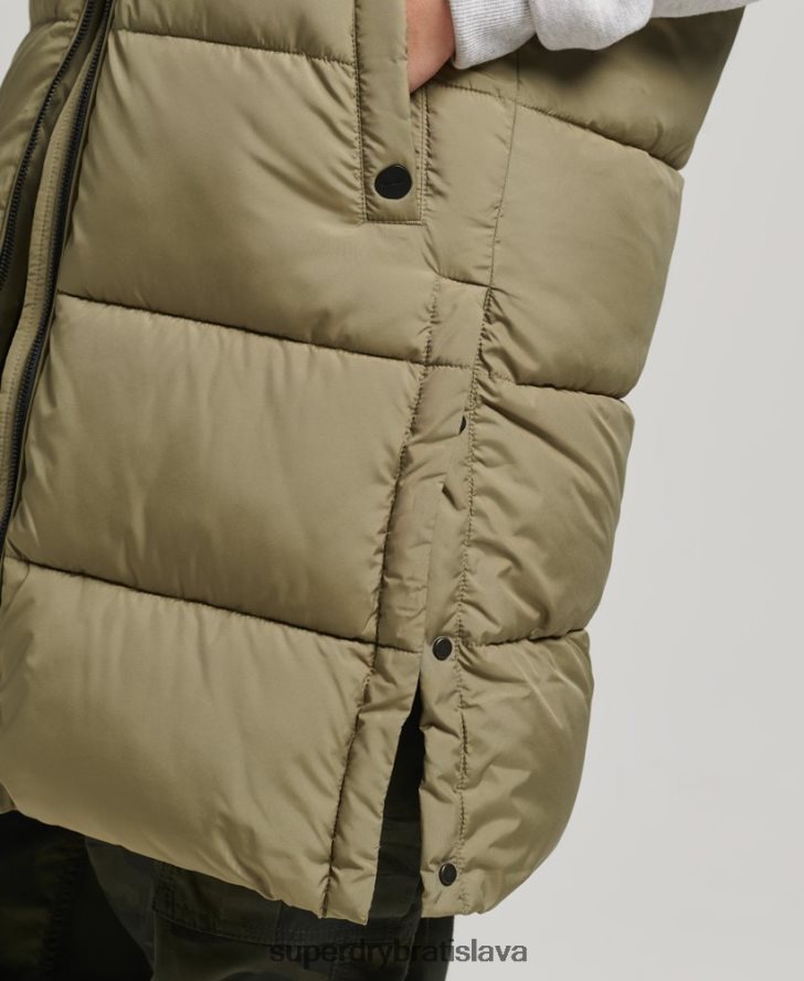 Superdry ženy prešívaná vesta s dlhým vlascom 6B4ZTR3593 oblečenie zelená