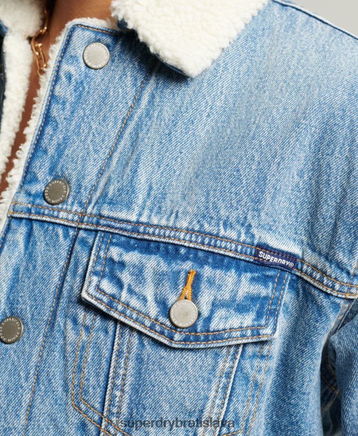 Superdry ženy priateľská šerpa bunda 6B4ZTR5680 oblečenie svetlo modrá