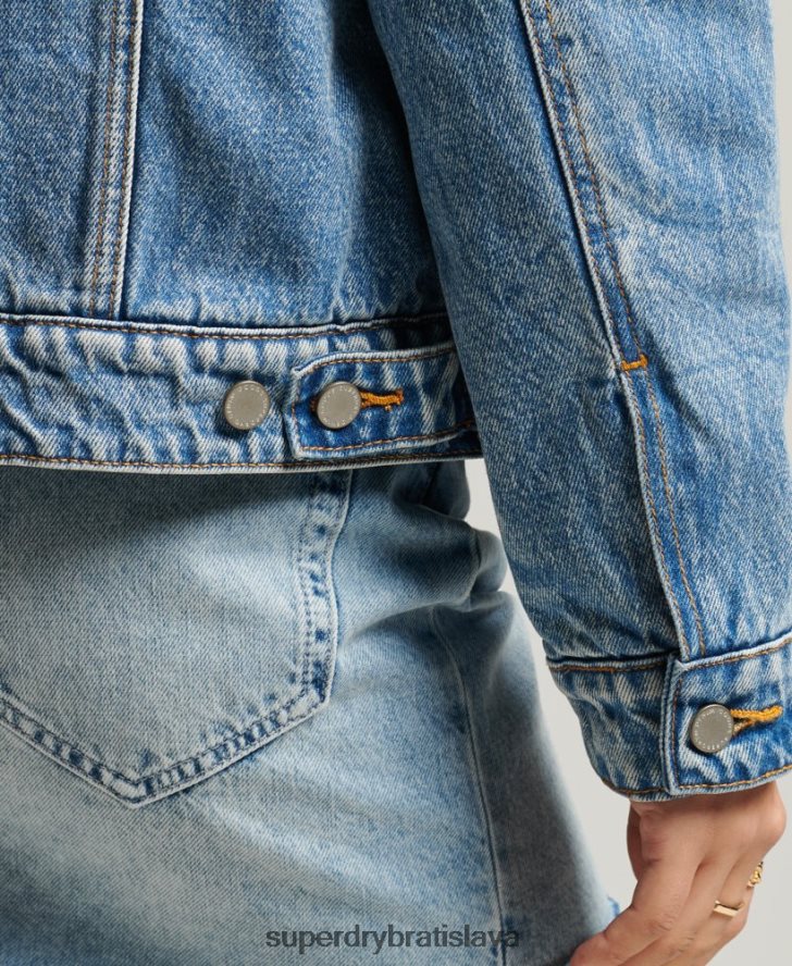 Superdry ženy priateľská šerpa bunda 6B4ZTR5680 oblečenie svetlo modrá