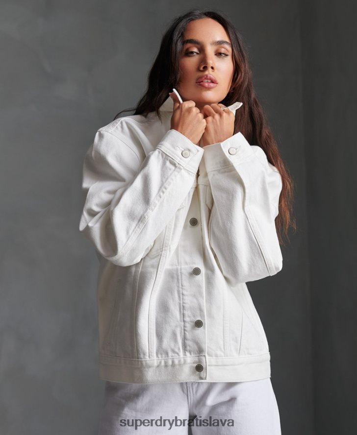 Superdry ženy priateľ trucker bunda 6B4ZTR3854 oblečenie biely