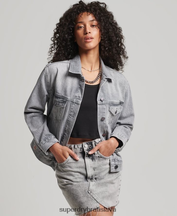Superdry ženy priateľ trucker bunda 6B4ZTR5430 oblečenie sivá