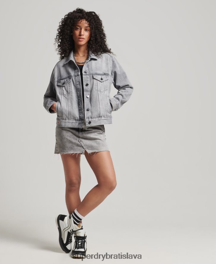 Superdry ženy priateľ trucker bunda 6B4ZTR5430 oblečenie sivá