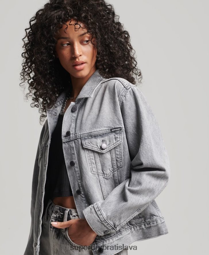 Superdry ženy priateľ trucker bunda 6B4ZTR5430 oblečenie sivá