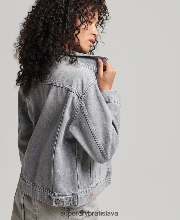 Superdry ženy priateľ trucker bunda 6B4ZTR5430 oblečenie sivá