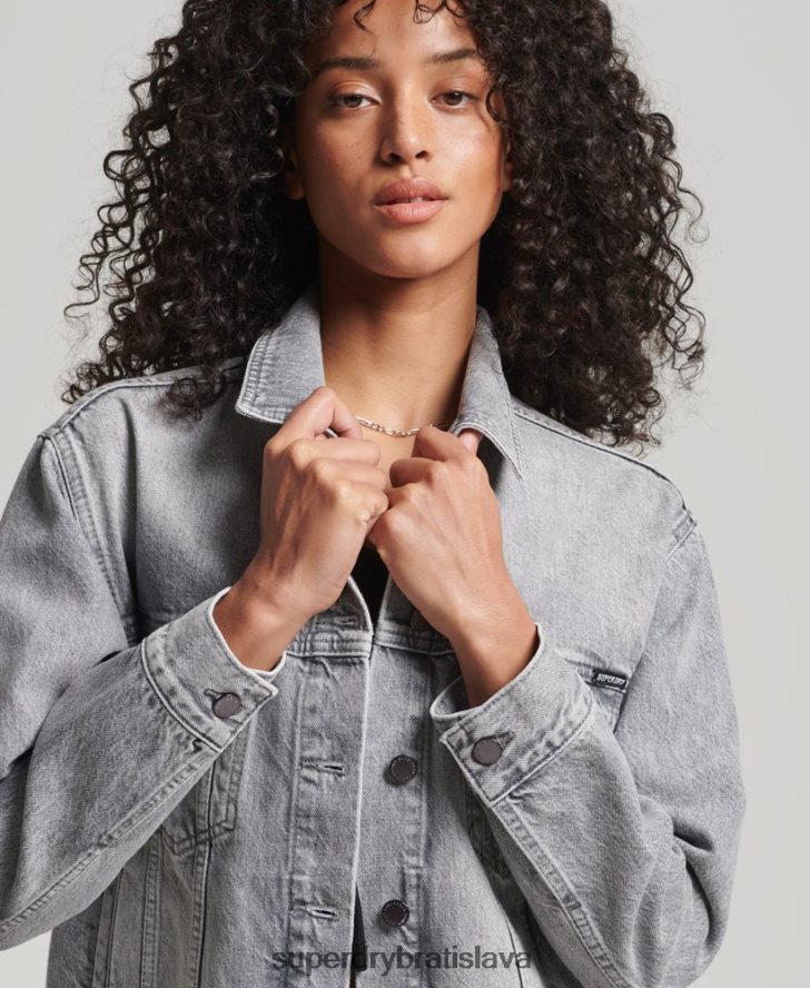 Superdry ženy priateľ trucker bunda 6B4ZTR5430 oblečenie sivá