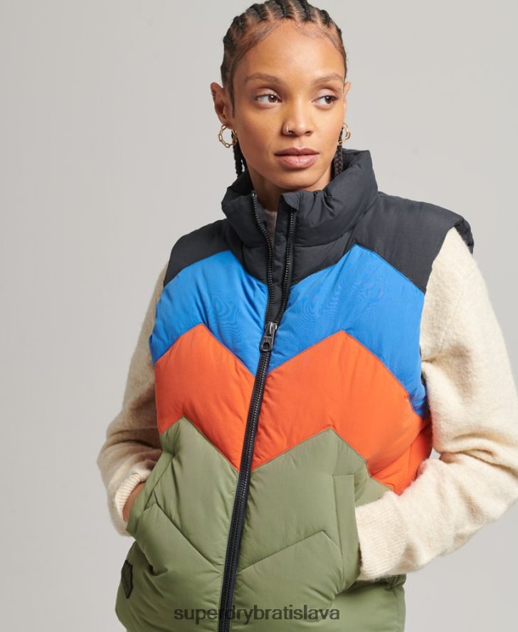 Superdry ženy retro panelová vesta 6B4ZTR5472 oblečenie zelená