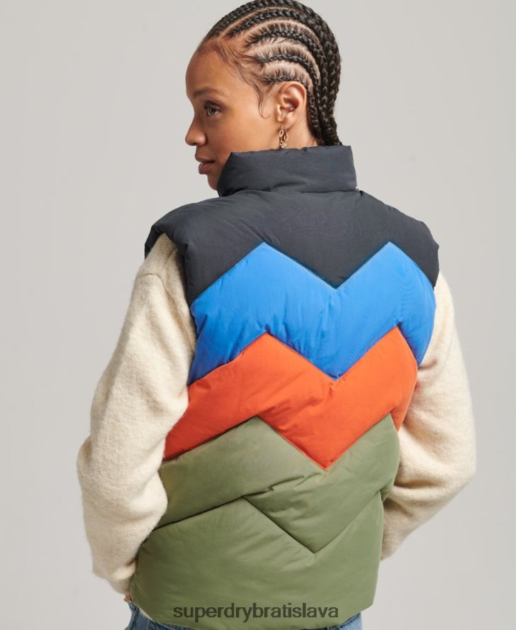 Superdry ženy retro panelová vesta 6B4ZTR5472 oblečenie zelená