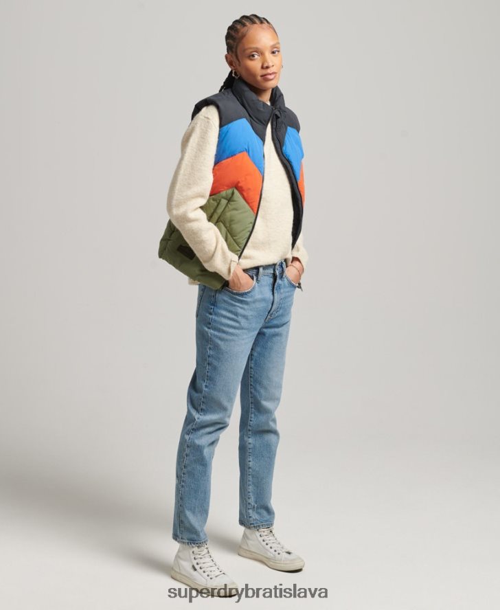 Superdry ženy retro panelová vesta 6B4ZTR5472 oblečenie zelená