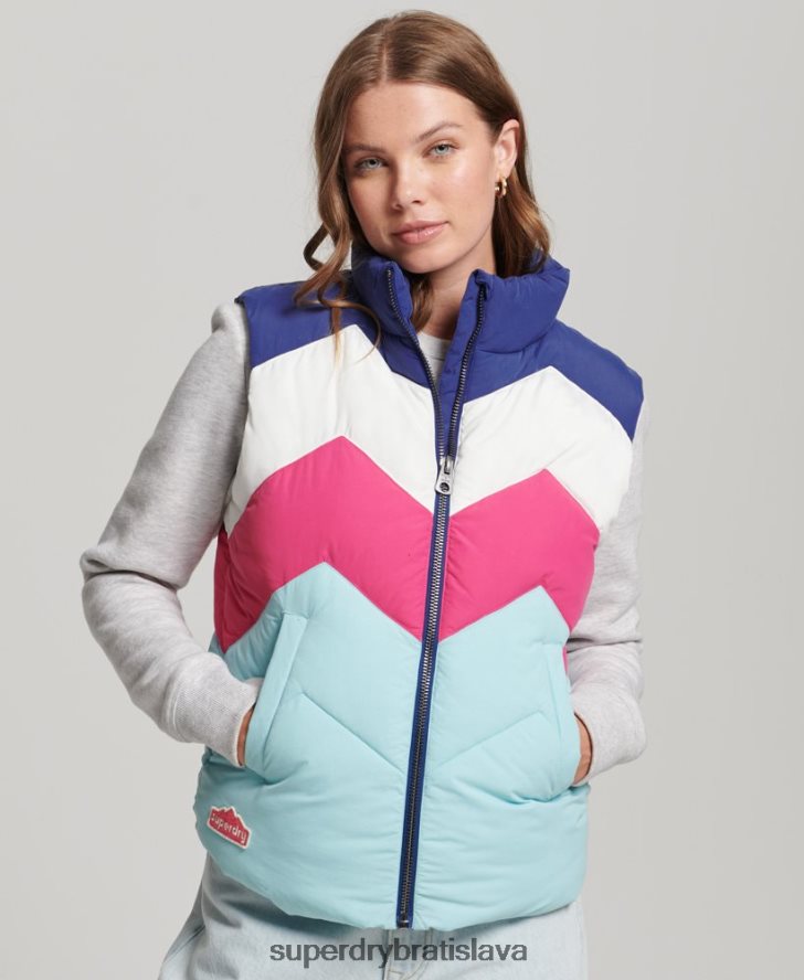 Superdry ženy retro panelová vesta 6B4ZTR5473 oblečenie svetlo modrá