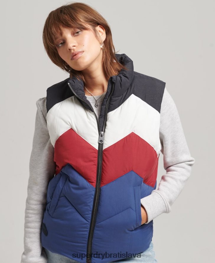 Superdry ženy retro panelová vesta 6B4ZTR5502 oblečenie námorníctvo