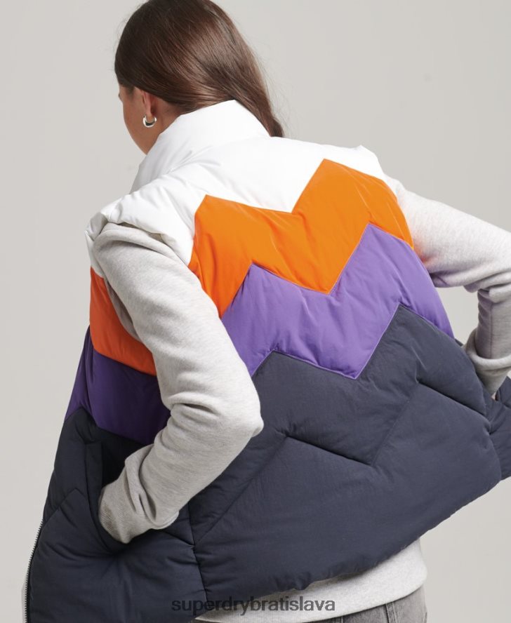 Superdry ženy retro panelová vesta 6B4ZTR5578 oblečenie námorníctvo